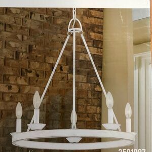 (2) Quoizel Avalina 5-Light White French Country/Cottage Damp Rated Chandelier